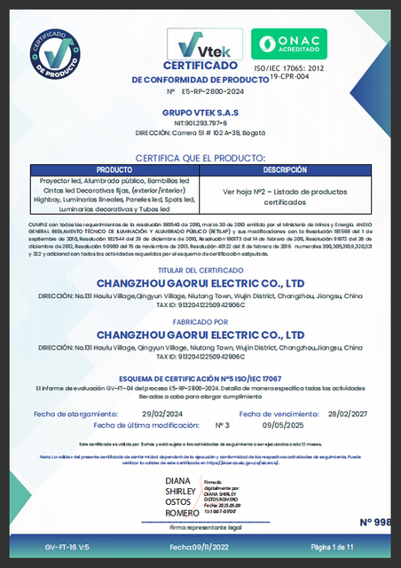 GV-FT-16 V5 Certificado de conformidad E5-RP-2800-2024.-M2 CERTISOLUCIONES